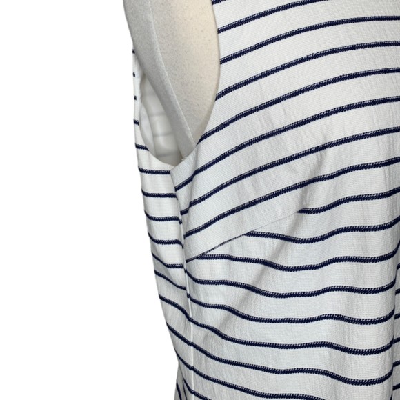 Sail To Sable White Navy Striped Sleeveless Stretch Dress Large Zipper Back - Picture 10 of 12